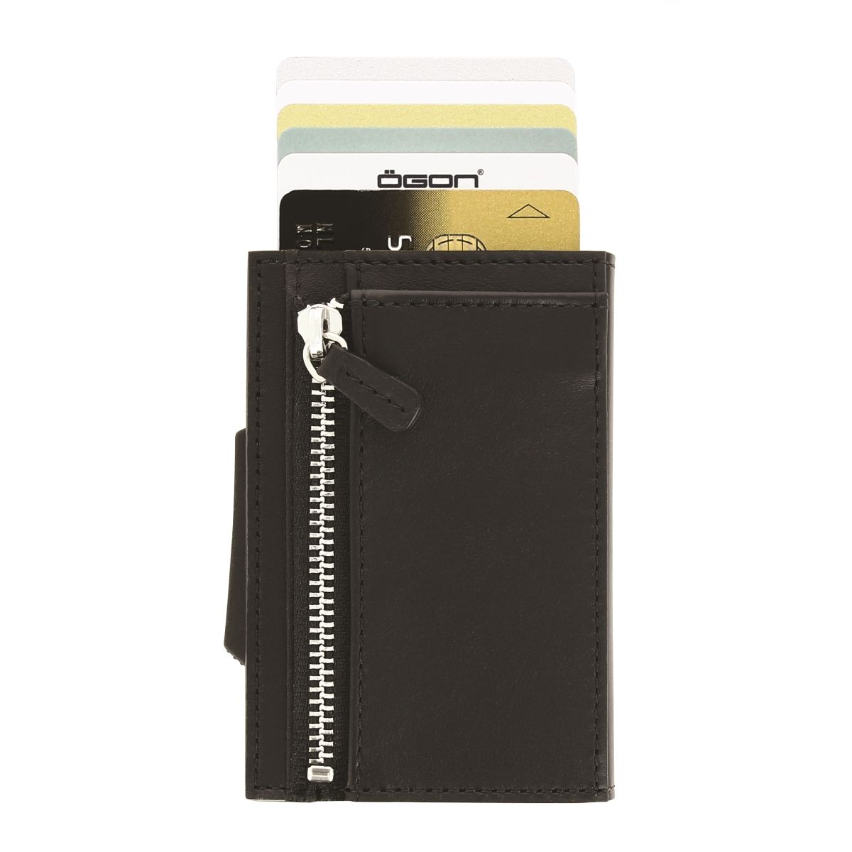 OGON Cascade Card Case Wallet With Zipper - Black
